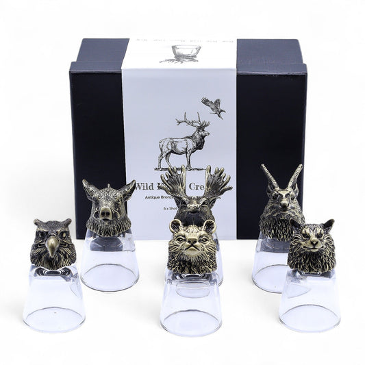 Darčeková súprava 6 pohárov na poldecáky (50 ml) – Wild Forest Creatures – antický bronz