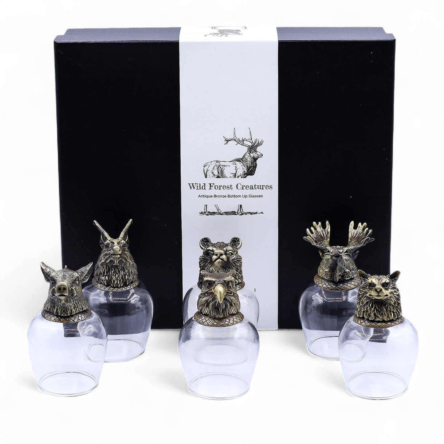 Gift Set of 6 Glasses (100ml) - Mystical Creatures - Antique Bronze
