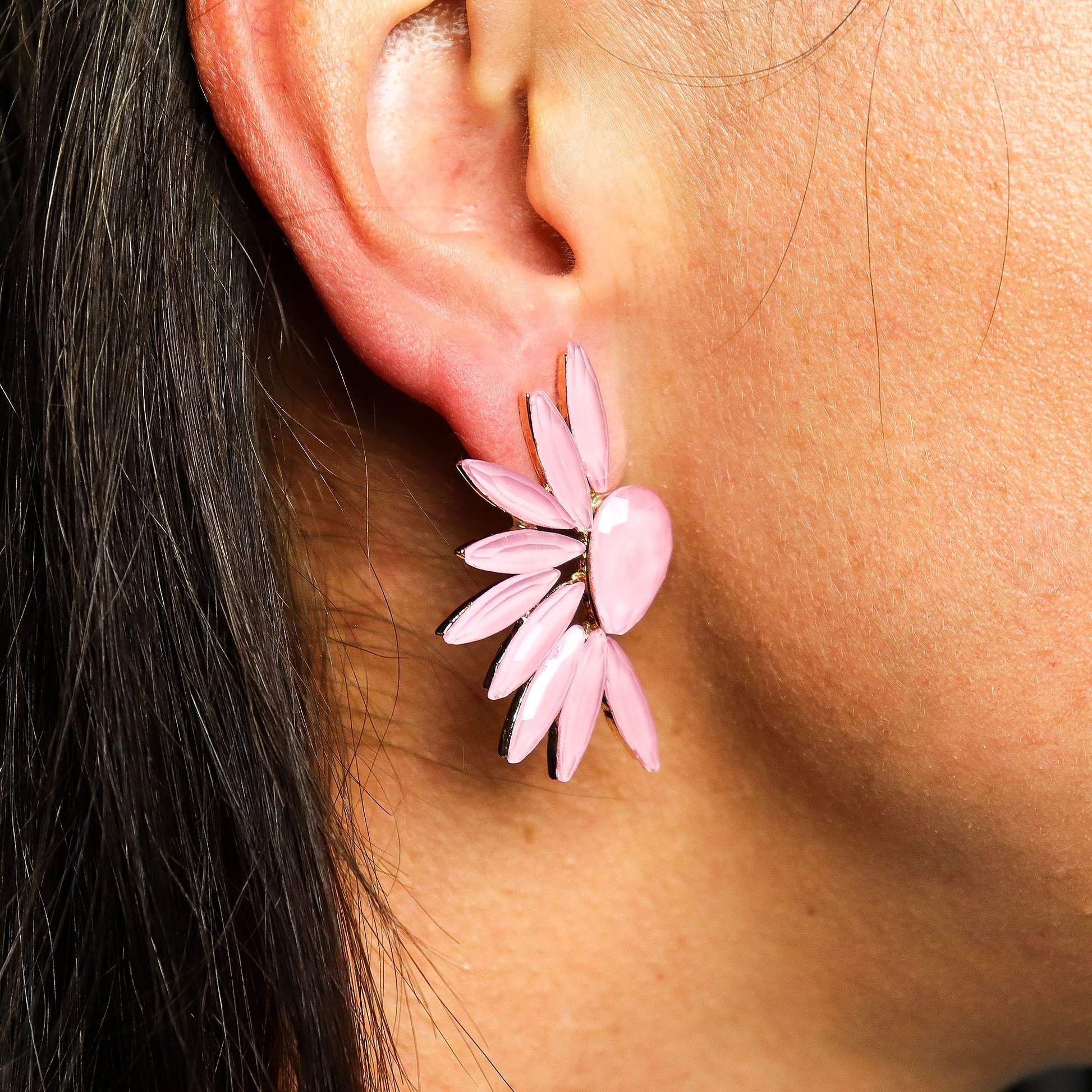 Soft Pink - Vintage Glass - Angel Wings - Earrings