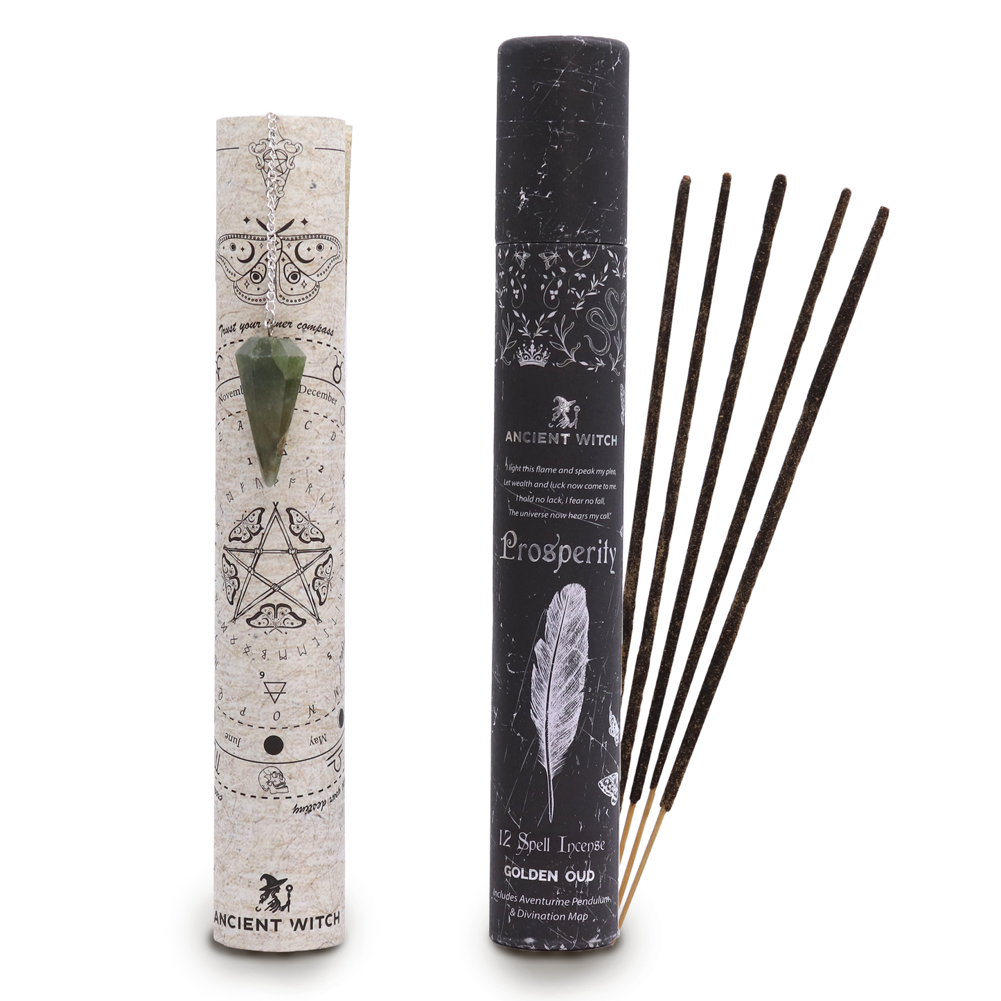 Ancient Witch Spell Incense - Prosperity - Aventurine Pendulum