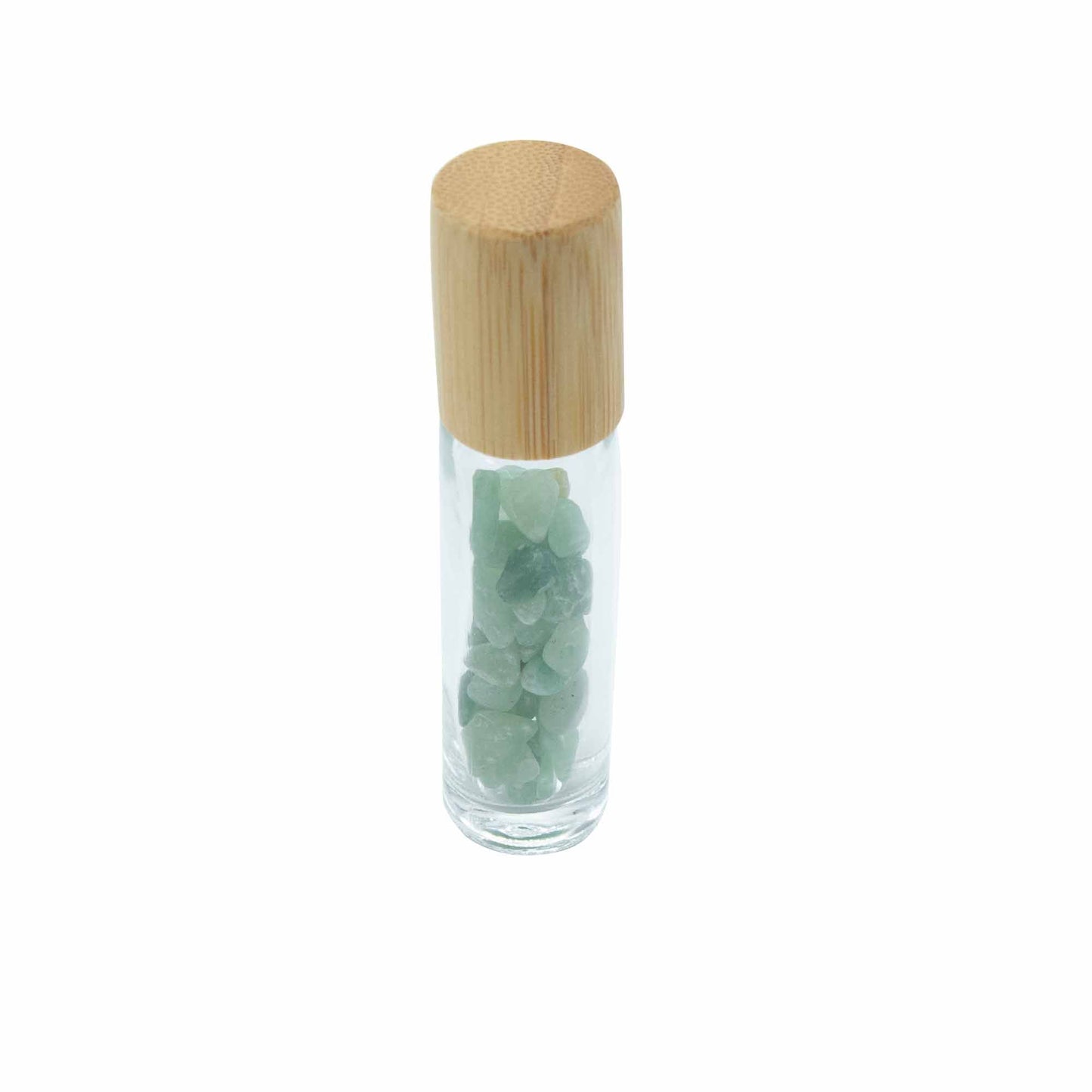 Gemstone Essential Oil Roller Bottle - Aventurine - Wooden Cap + Gemstone Roller Tip for 5ml Bottle - Aventurine