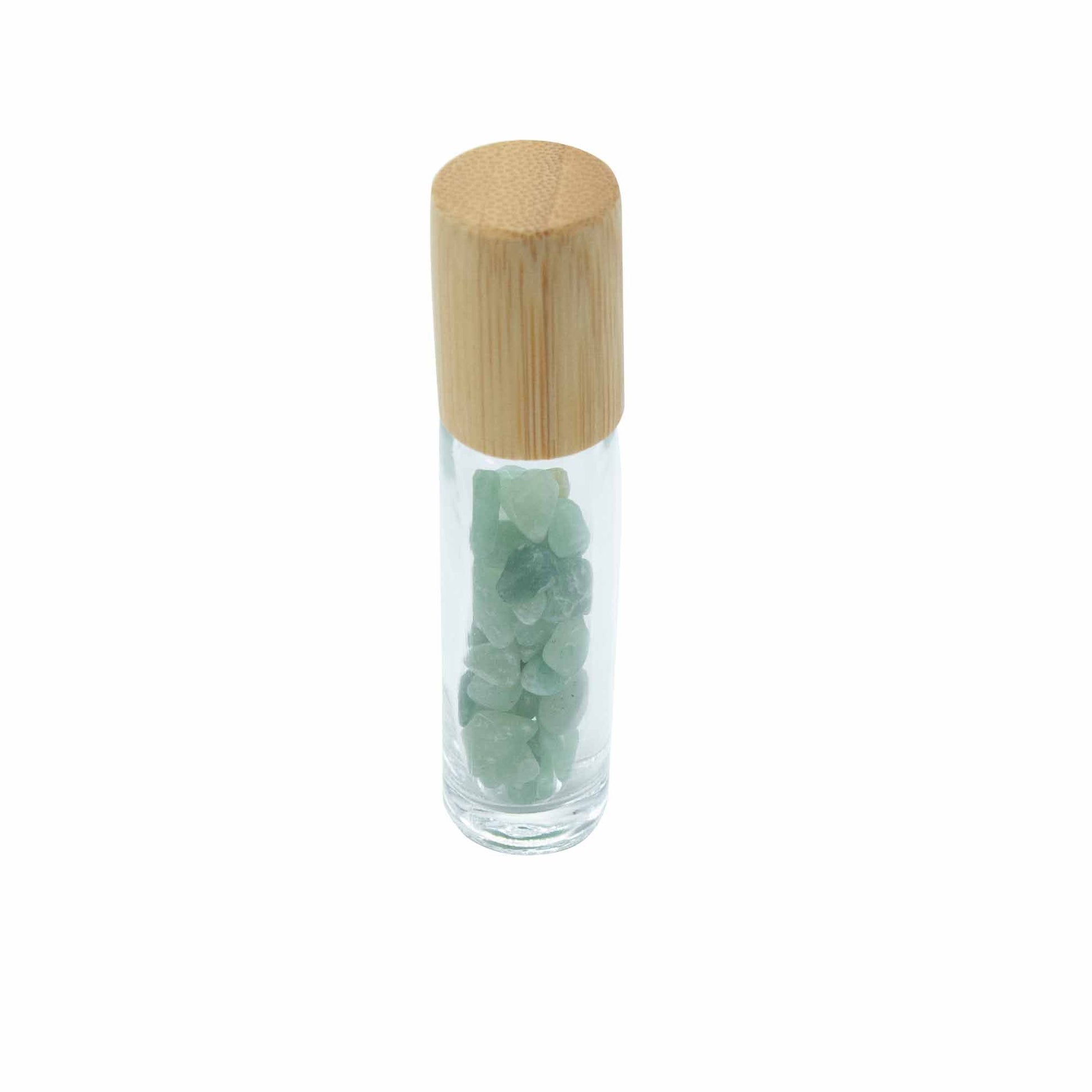 Gemstone Essential Oil Roller Bottle - Aventurine - Wooden Cap + Gemstone Roller Tip for 5ml Bottle - Aventurine