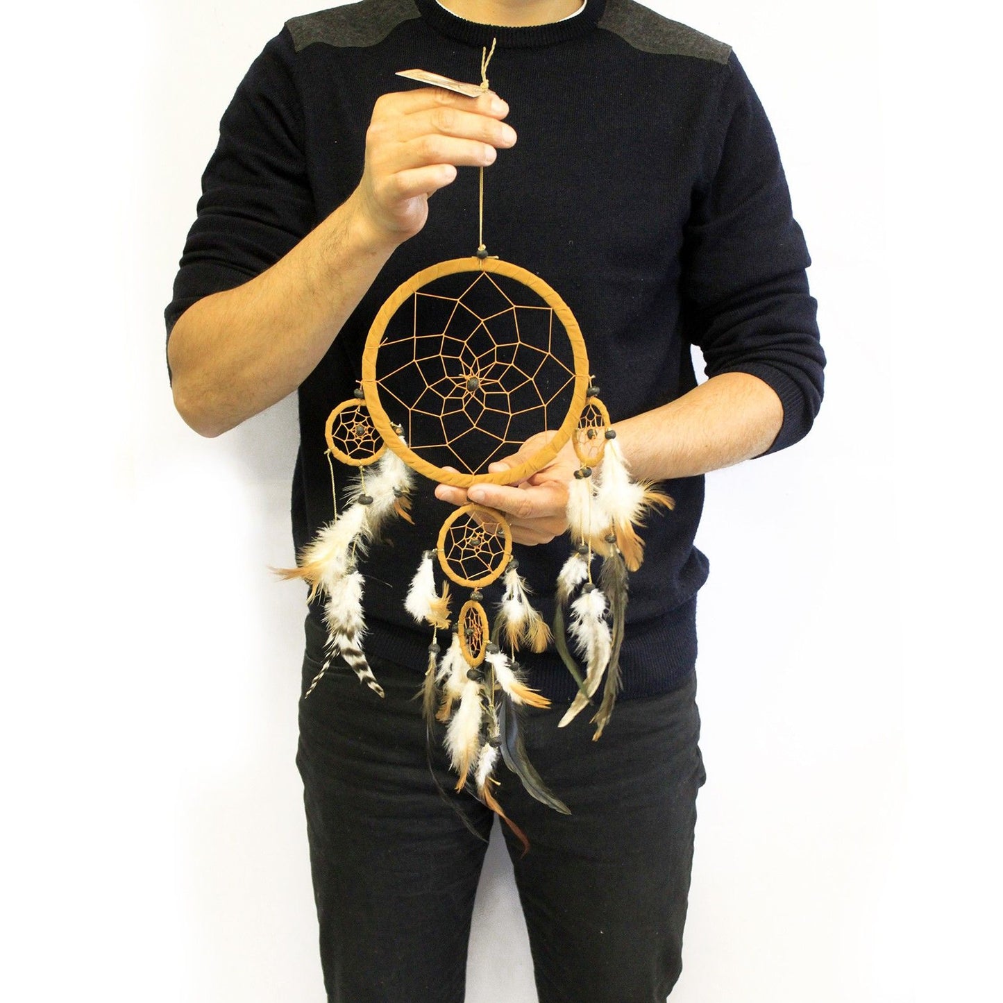 Bali Dreamcatcher - Large Round - Black/White/Red