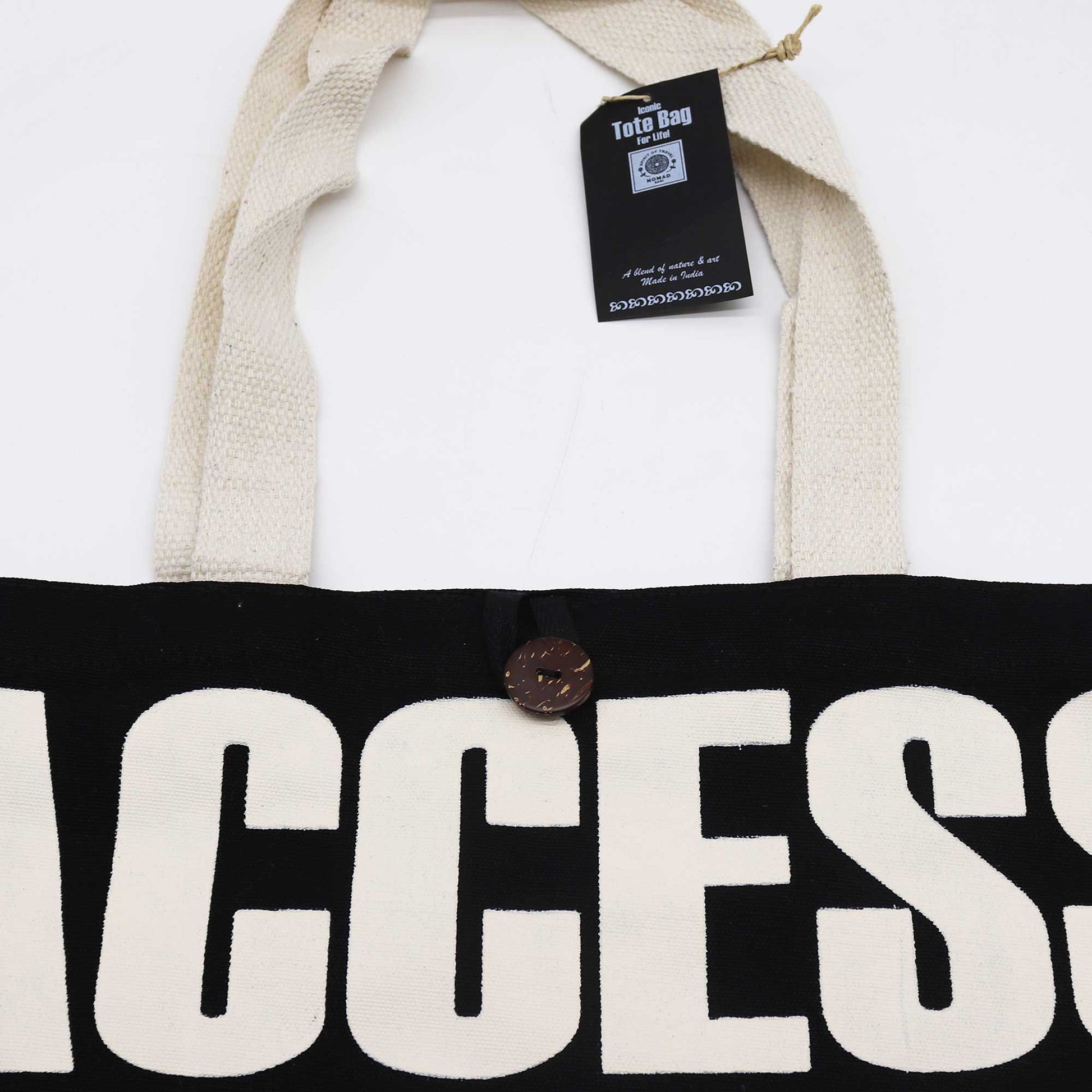 Nomad Sari Iconic Classic Tote Bag - ACCESS ALL AREAS - Black Natural 10oz