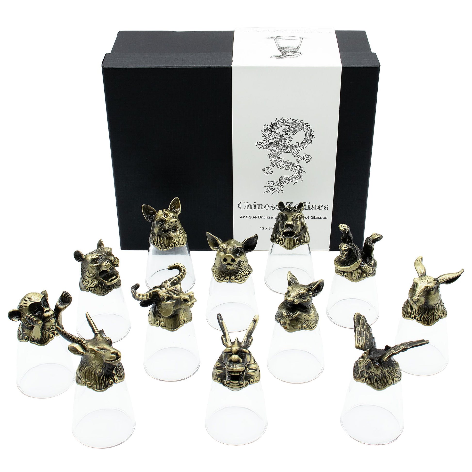 Bottom Up Shot Glasses (25ml) - Forest & Mystical Creatures - Antique Bronze