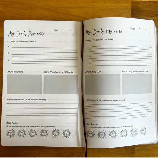Blue Gratitude Journal with Silver Lining - 120 pages - I am Thankful For