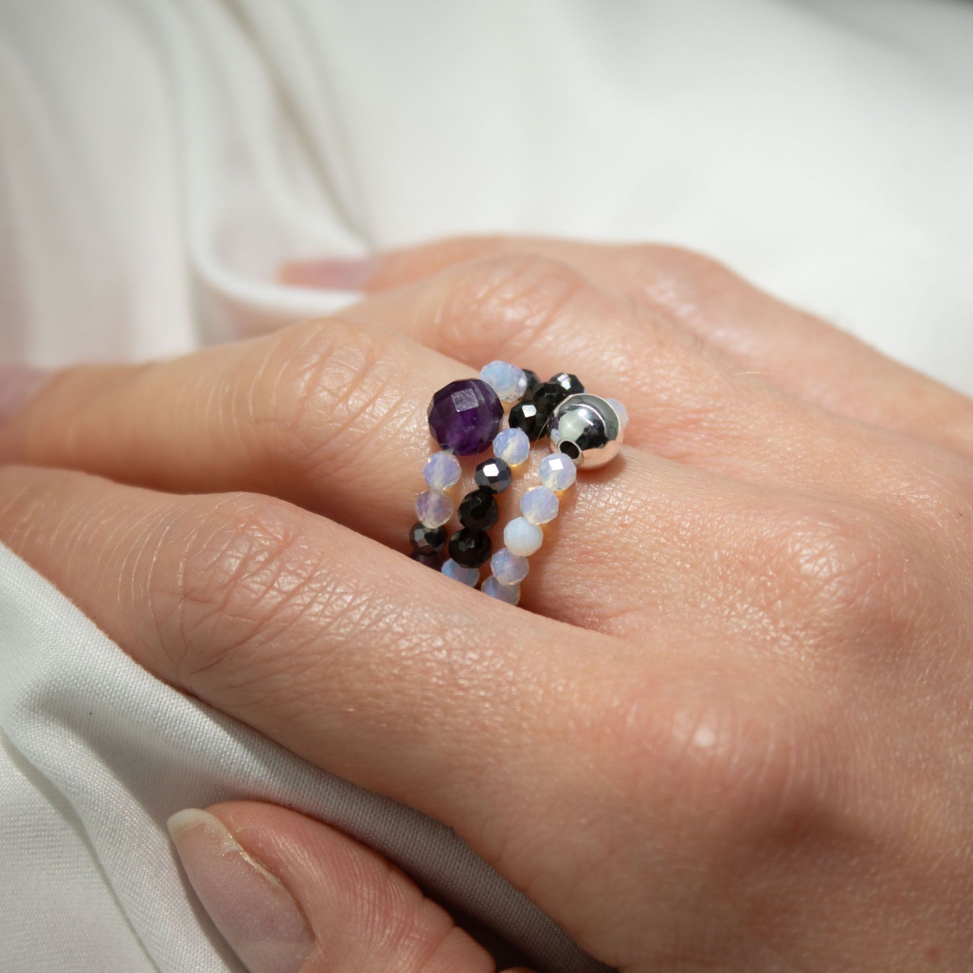 Nymph Spirit Gemstone Ring Set - Full Moon