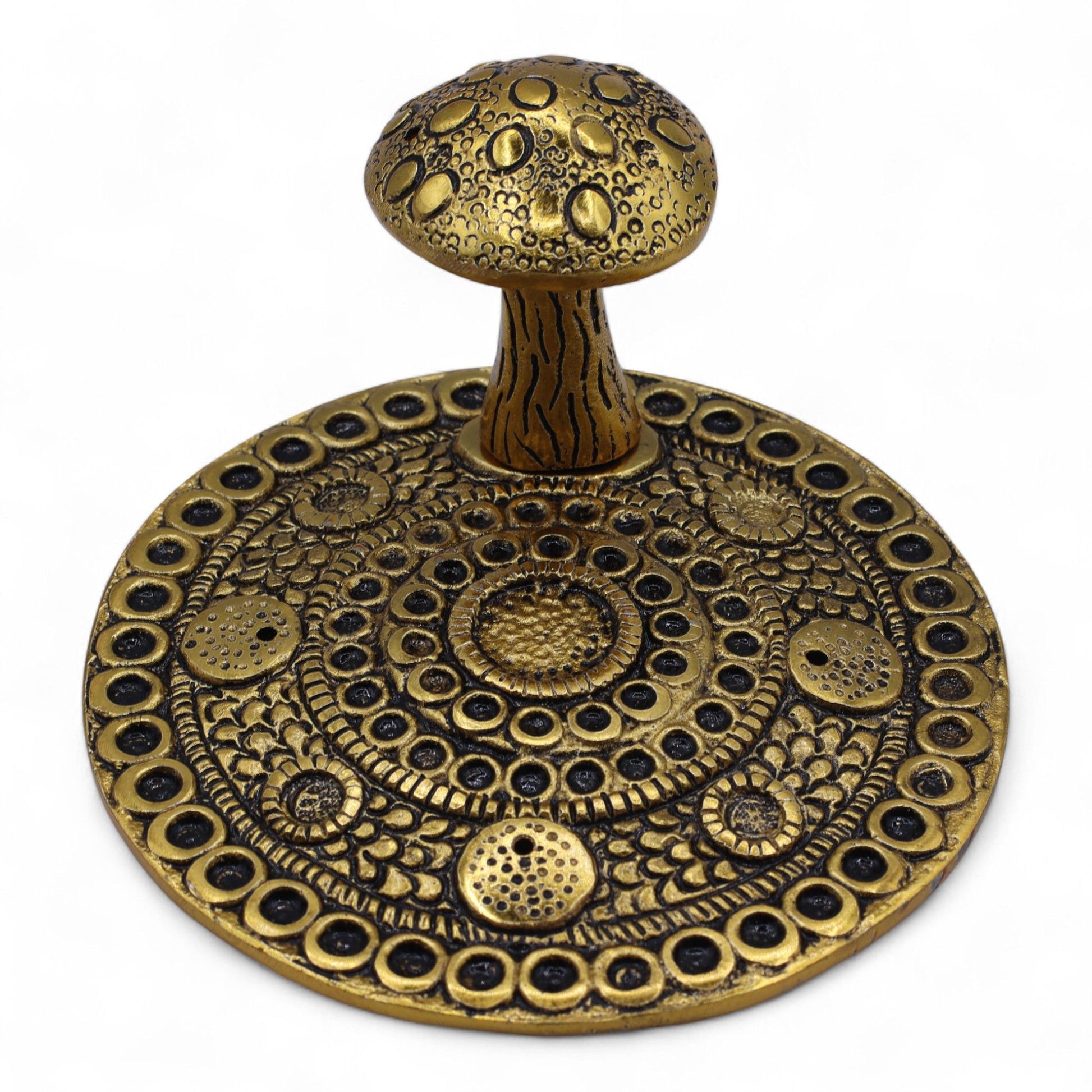 Mushroom Plate  - Brass Effect - Incense Holder