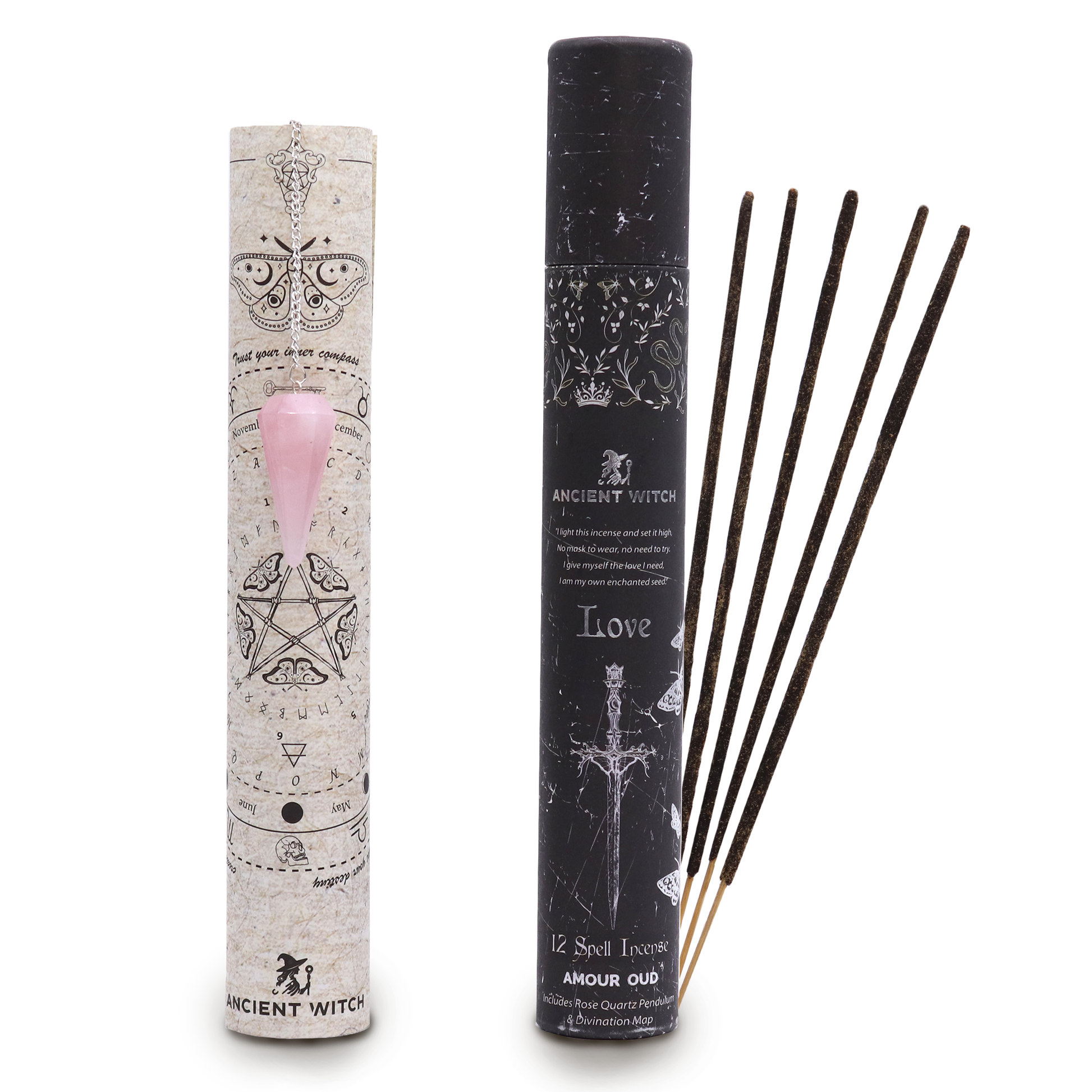 Ancient Witch Spell Incense - Love - Rose Quartz Pendulum