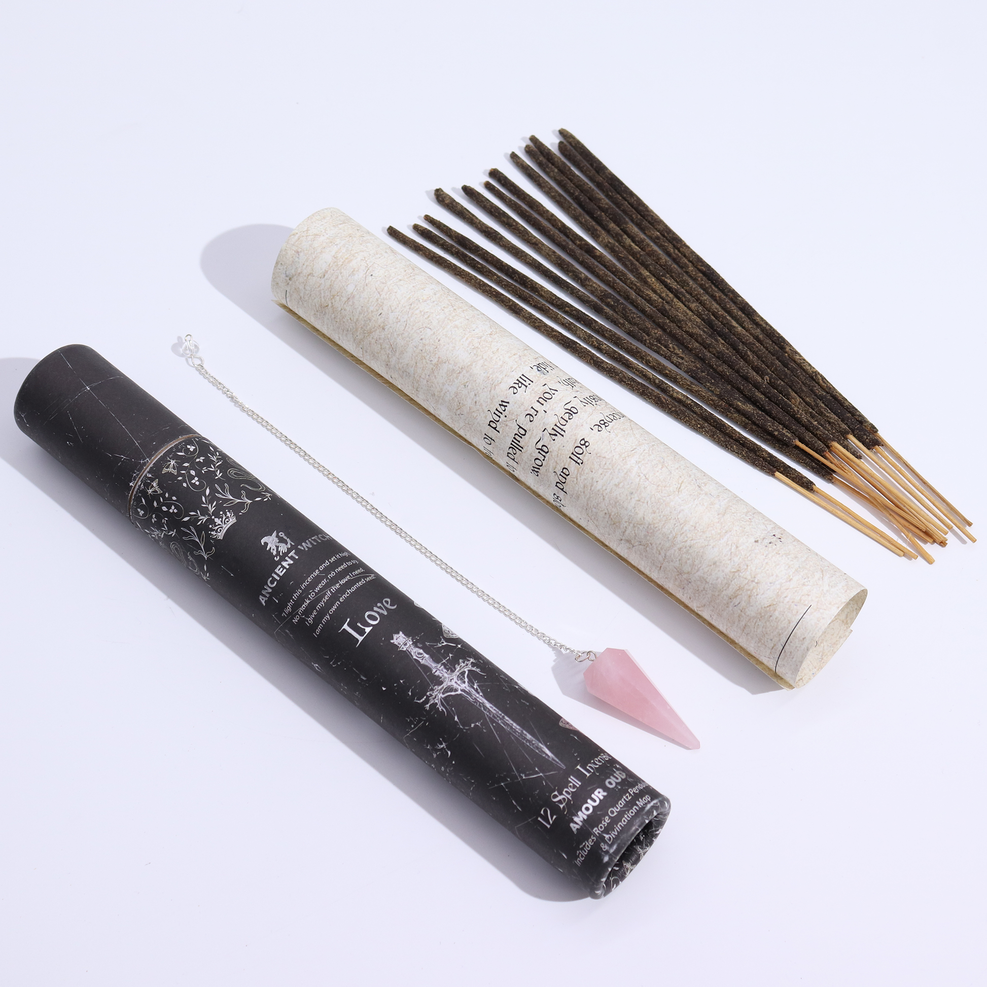 Ancient Witch Spell Incense - Love - Rose Quartz Pendulum
