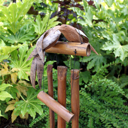 1x Coconut Twin Birds Windchimes
