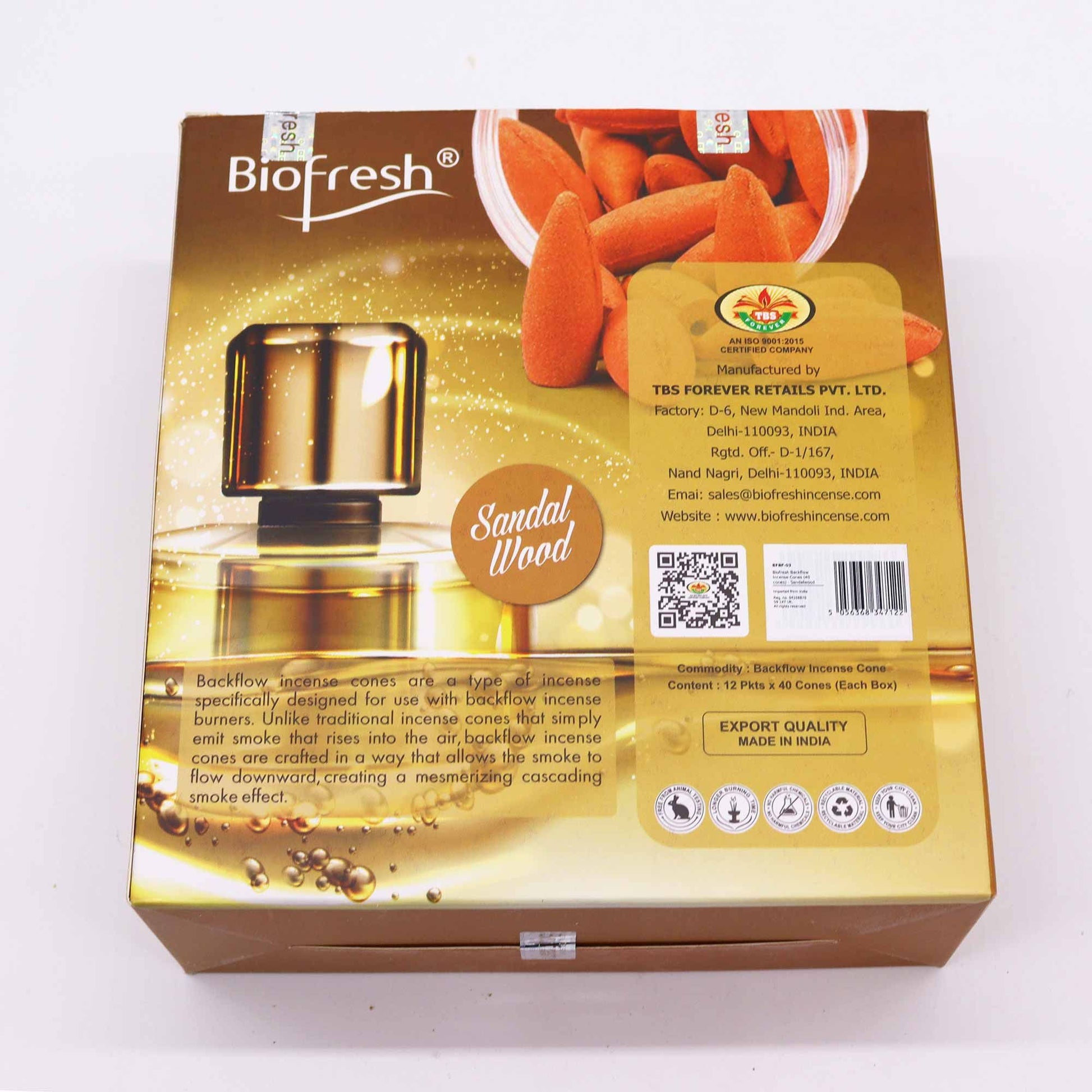 Biofresh Backflow Incense Cones (40 cones) - Sandalwood