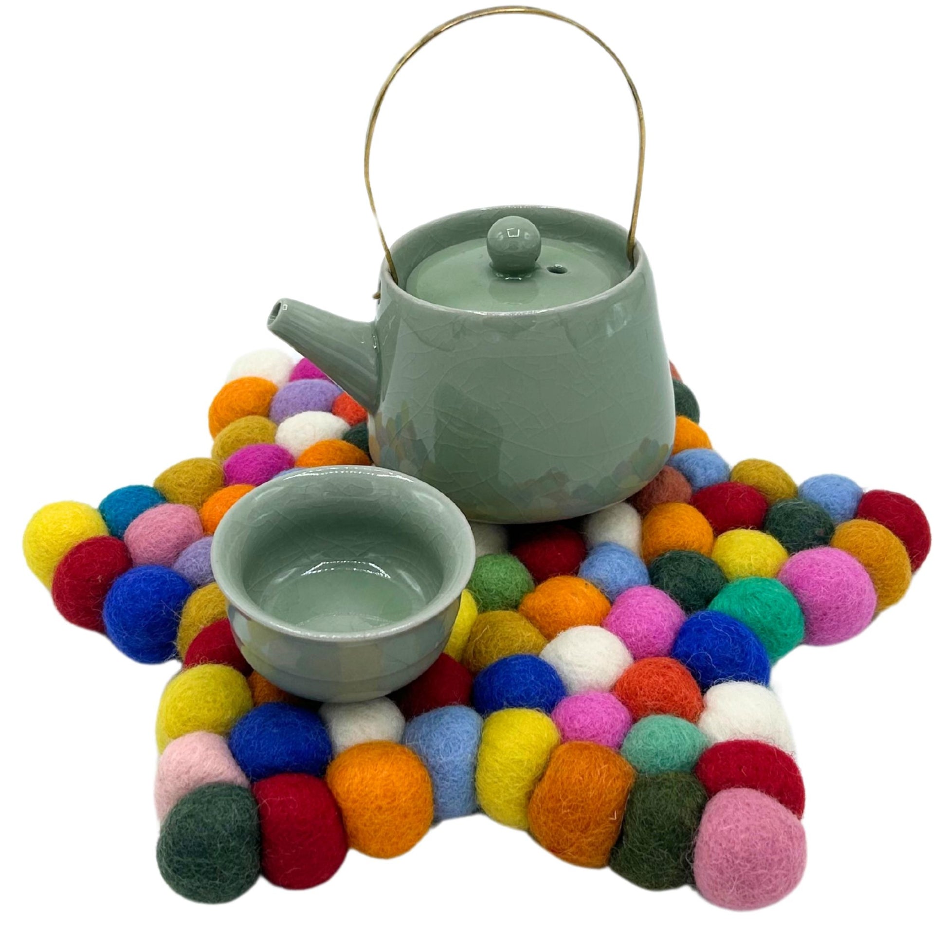 Felt Ball Star Centre Mat -  Multi Colour