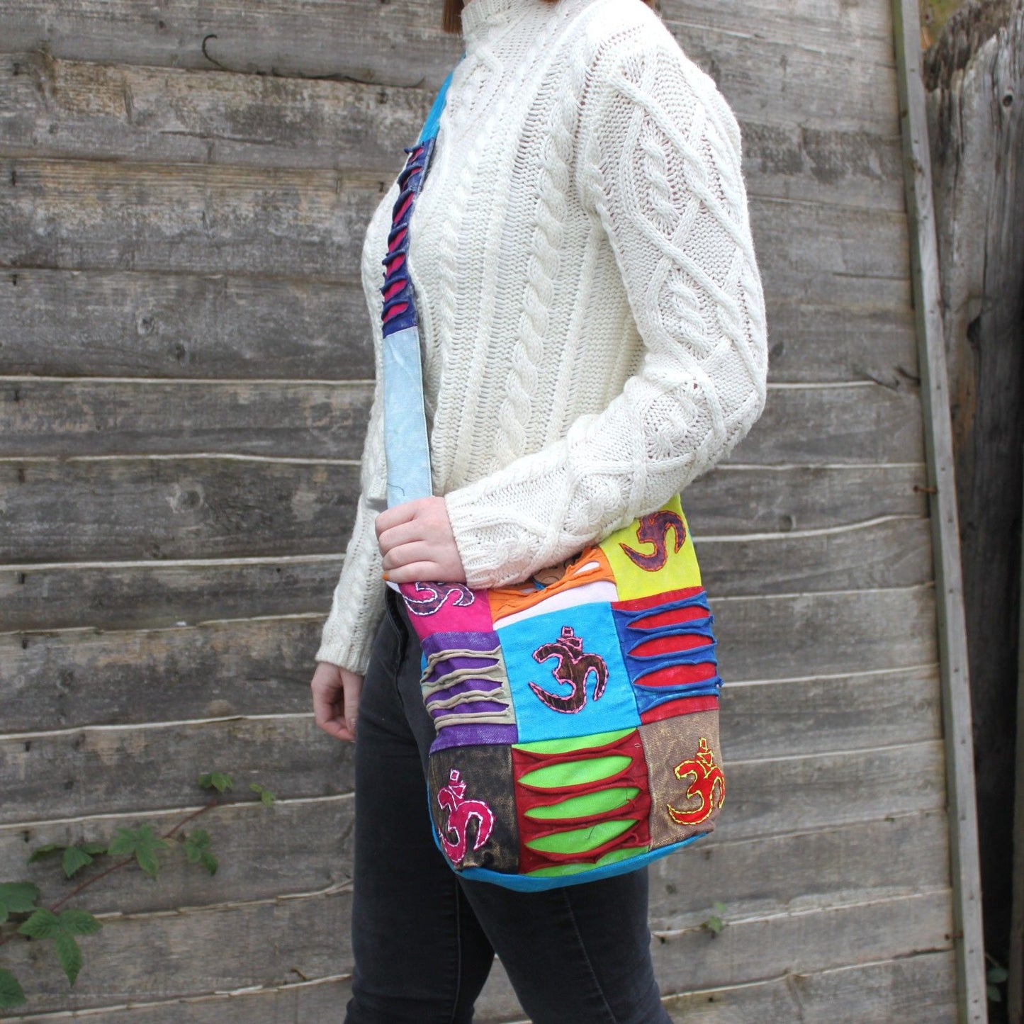 Ethnic Sling Bag - Teal / Om