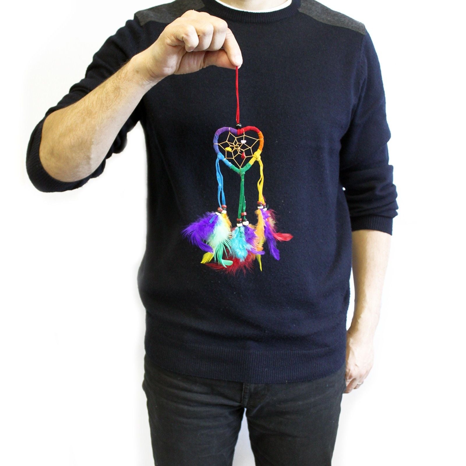 Bali Dreamcatcher - Small Heart - Black/White/Red