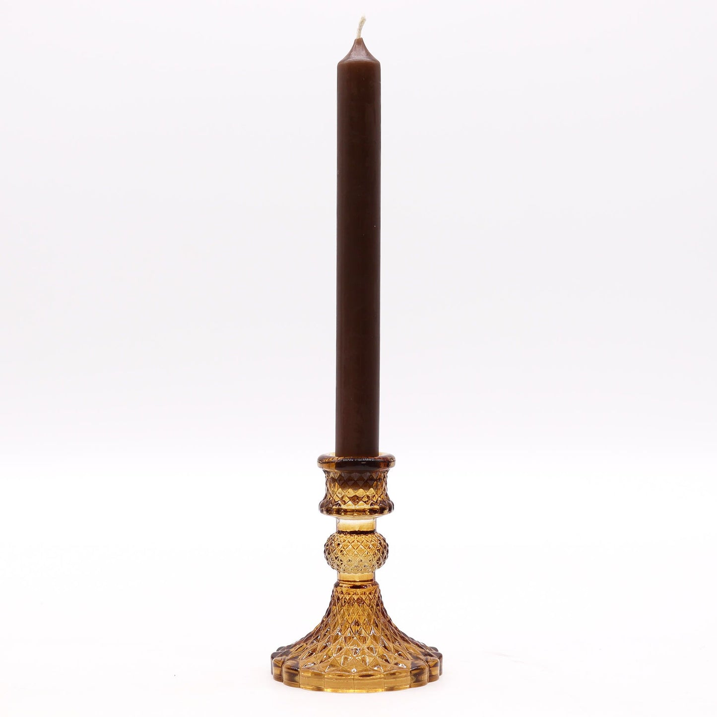 Set of 2 Vintage Dinner Candle Holder -  Antique Amber