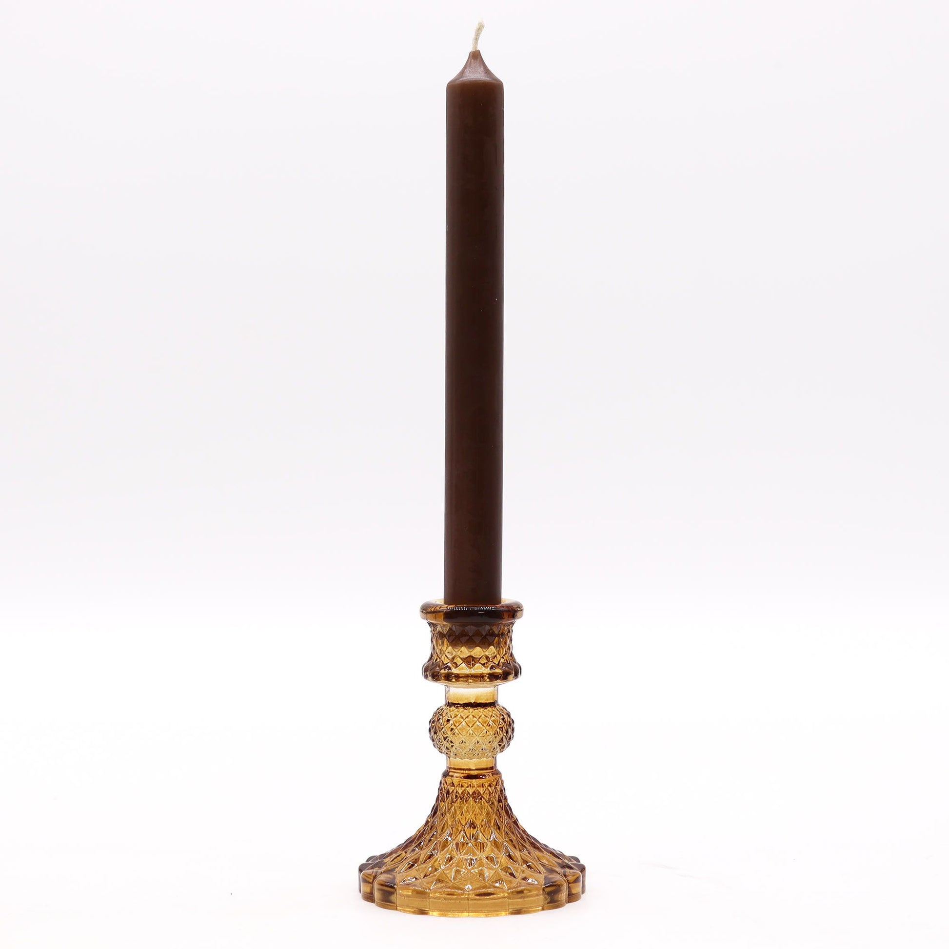 Set of 2 Vintage Dinner Candle Holder -  Antique Amber