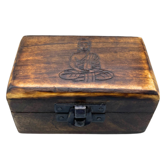 Set of 5  Wooden Pill Box 9x5x4cm - Carved Designs