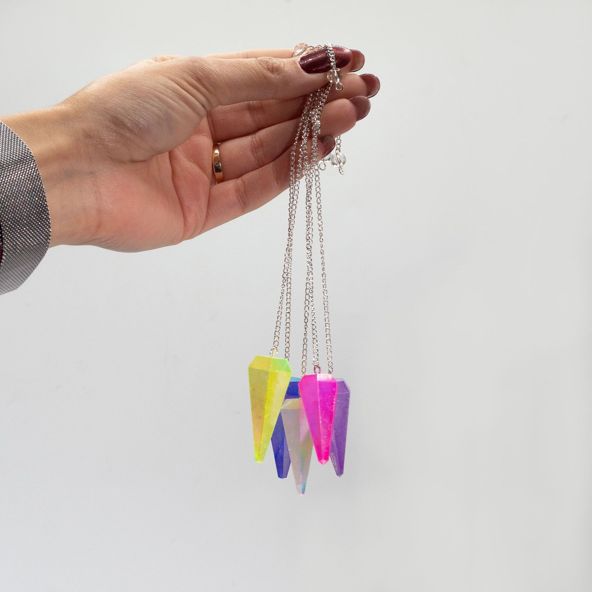 Six Sided Pendulum - Aurora Crystal Blue - 4cm