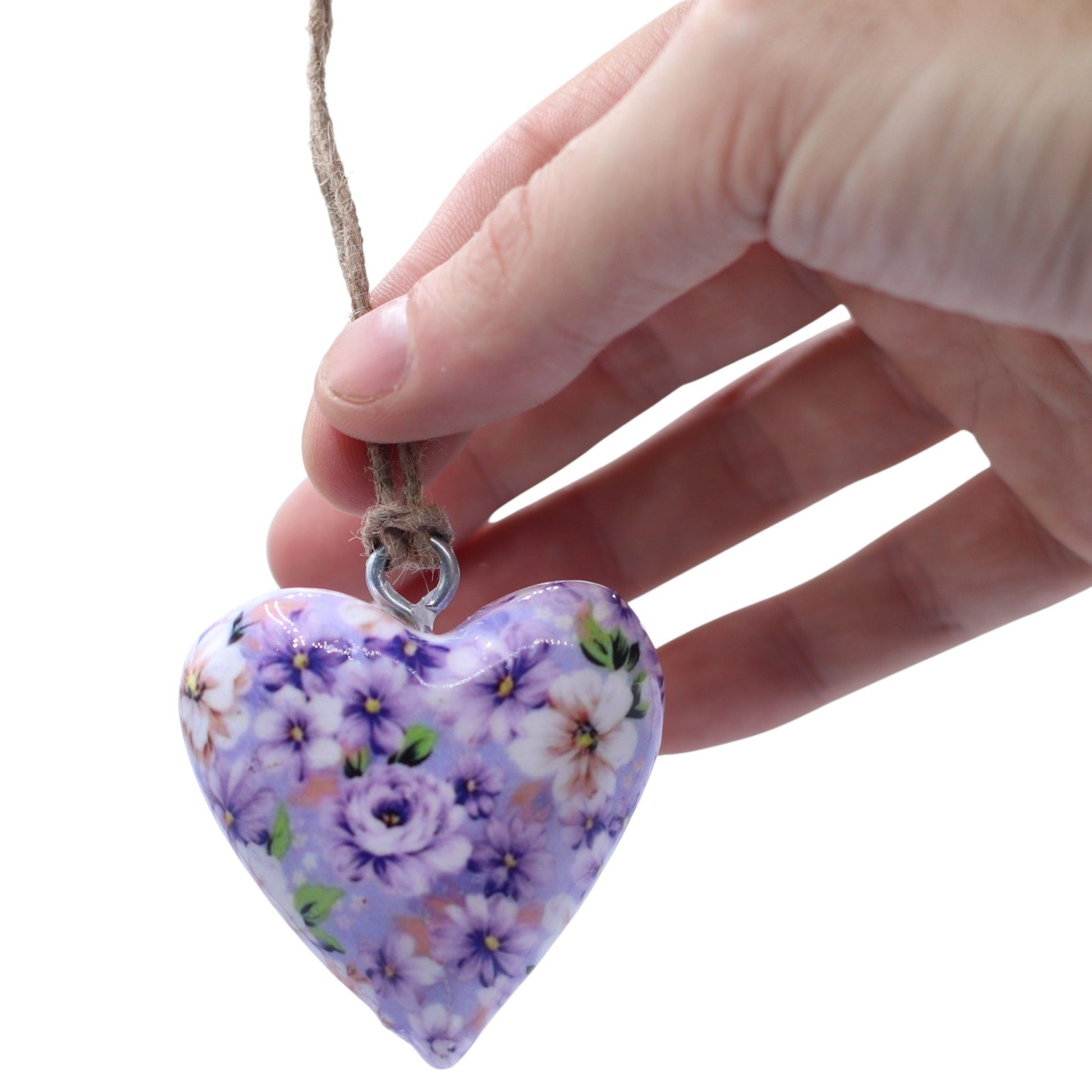 Large Decor Wood Hearts -  Purple Flower