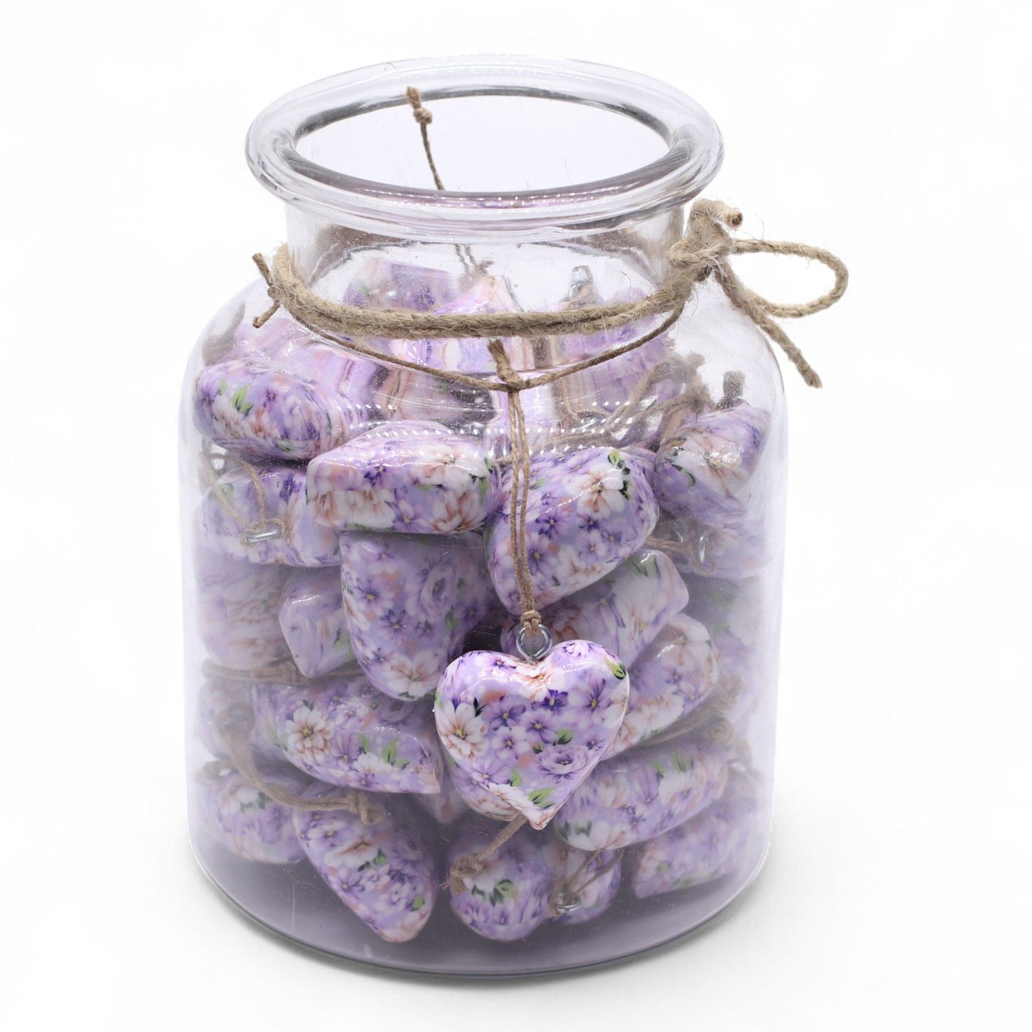 Large Decor Wood Hearts -  Purple Flower