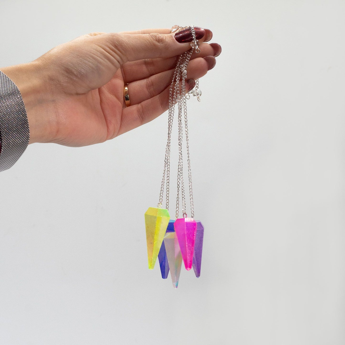 Six Sided Pendulum - Aurora Crysta Angel White - 4cm