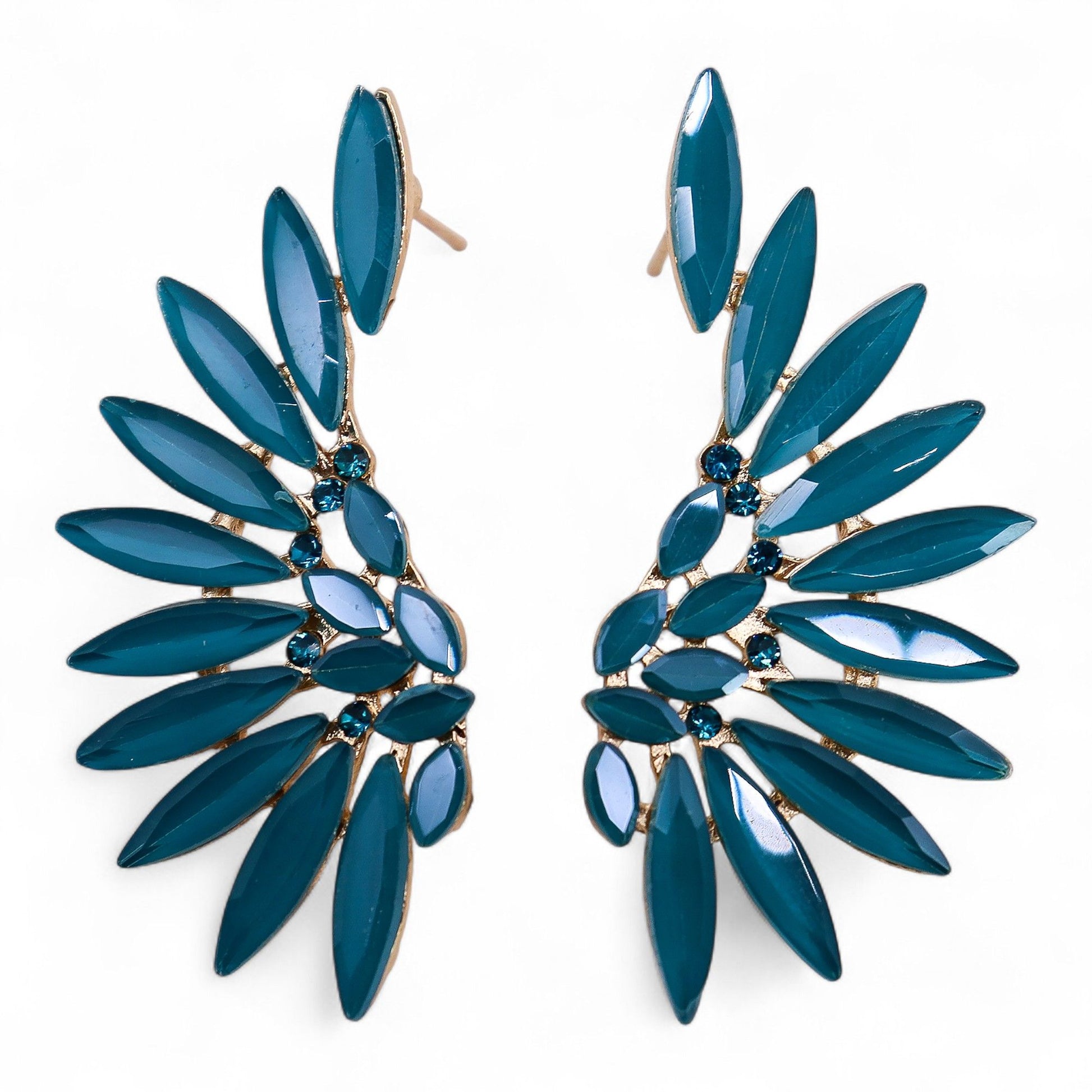 Teal Green - Vintage Glass - Angel Wings - Earrings