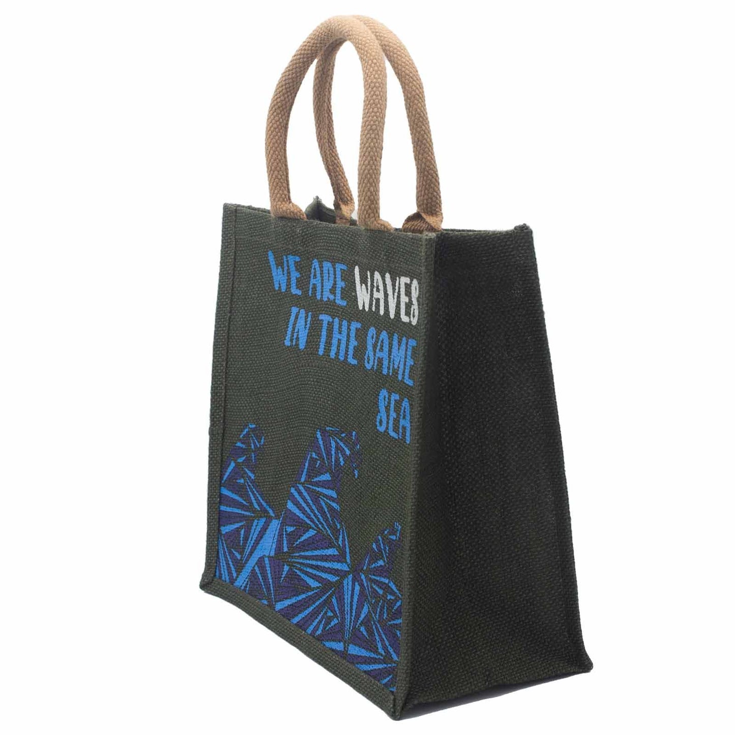 Printed Jute Bag - We are Waves - Grey