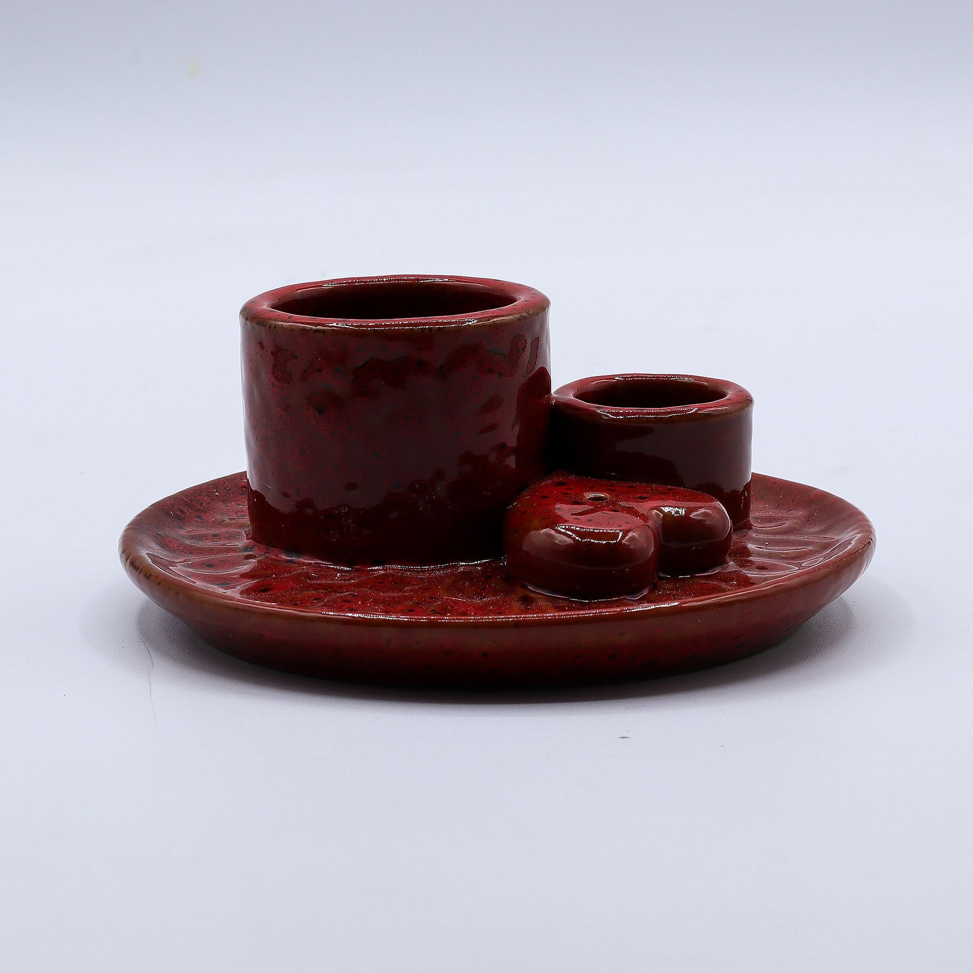 Palo Santo Stick & Smudge Holder - Mandala - Red with Heart Gloss