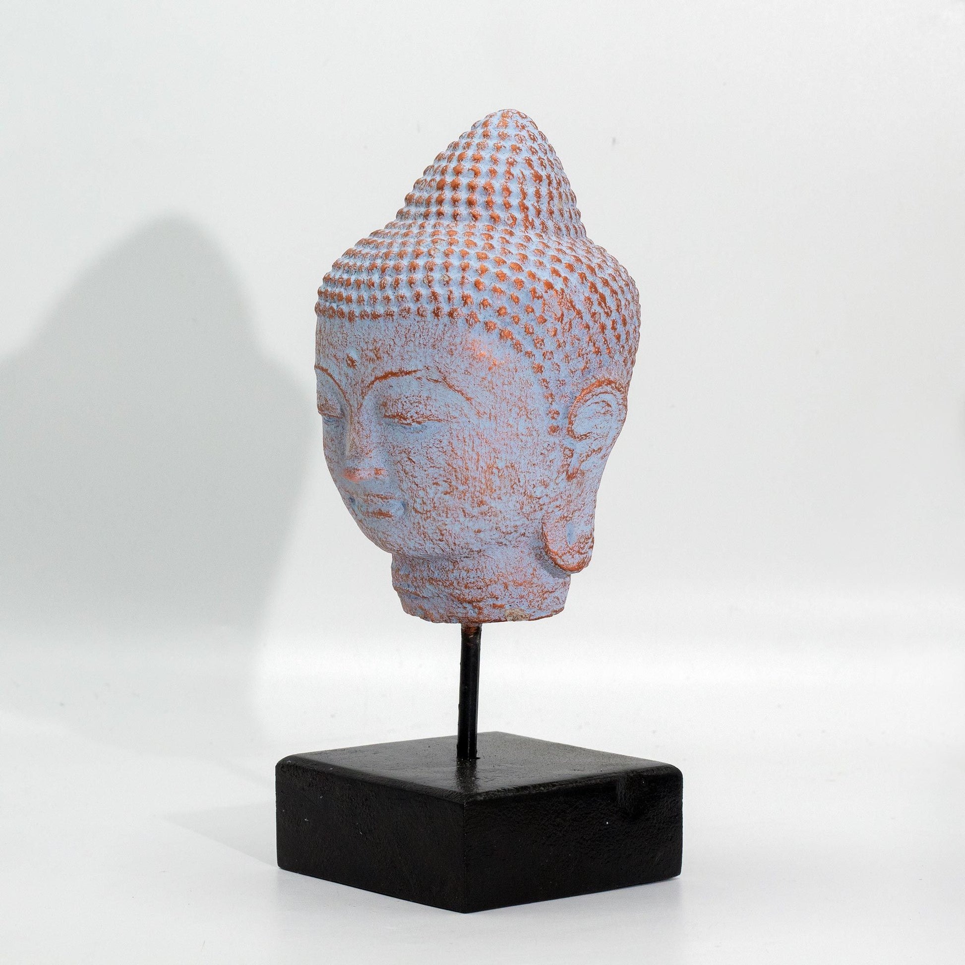 Stillness Buddha Head on Stand - Blue Copper