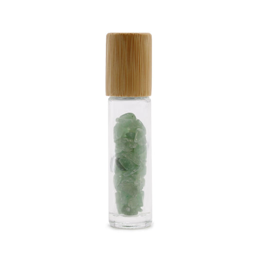 Gemstone Essential Oil Roller Bottle - Aventurine - Wooden Cap + Gemstone Roller Tip for 5ml Bottle - Aventurine