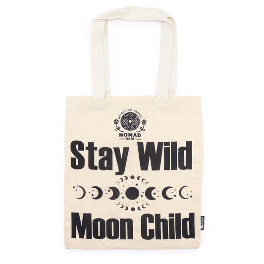 Nomad Sari Iconic Basic Tote Bag - Stay Wild, Moon Child - Natural 4oz