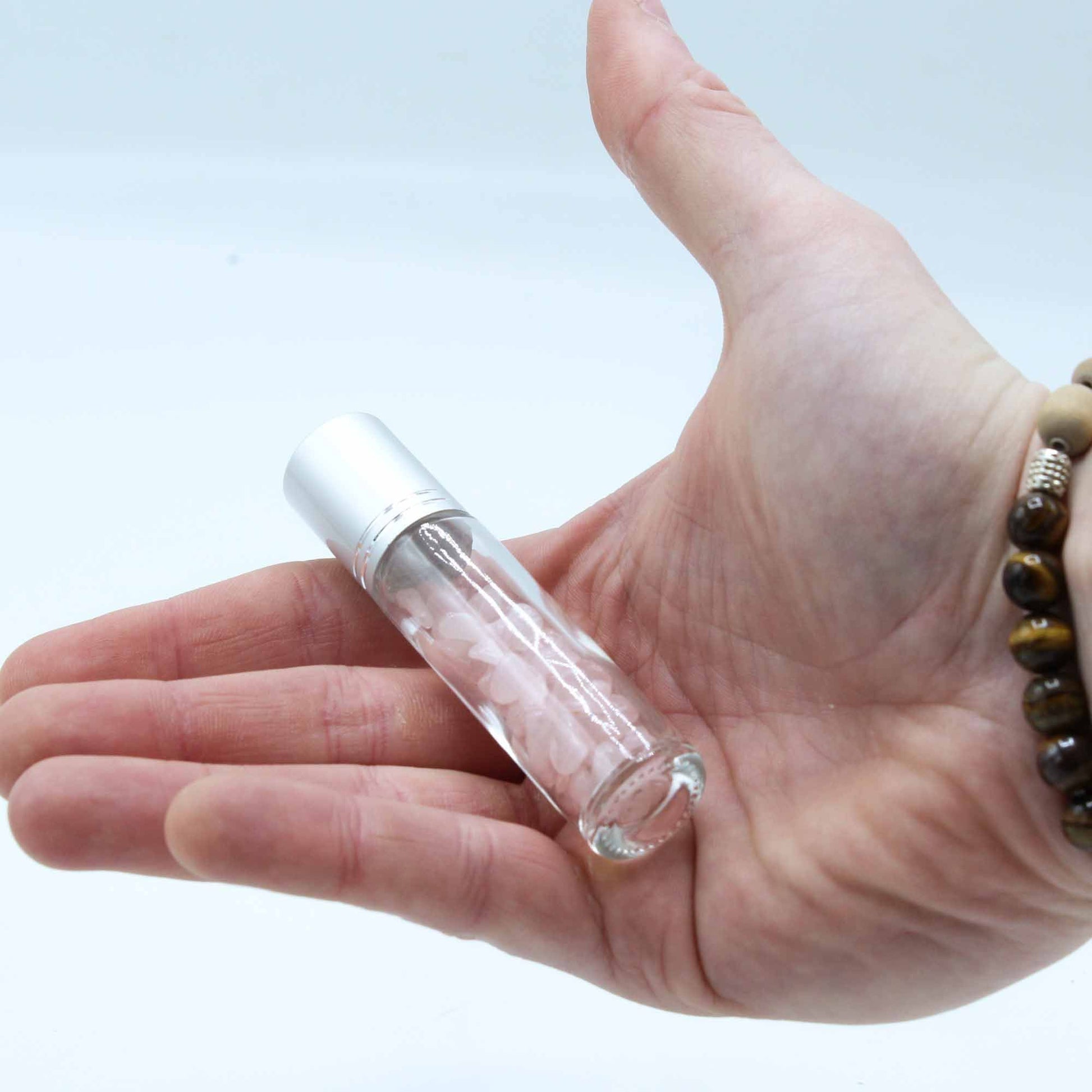 Gemstone Essential Oil Roller Bottle - Aventurine - Silver Cap + Gemstone Roller Tip for 5ml Bottle - Aventurine