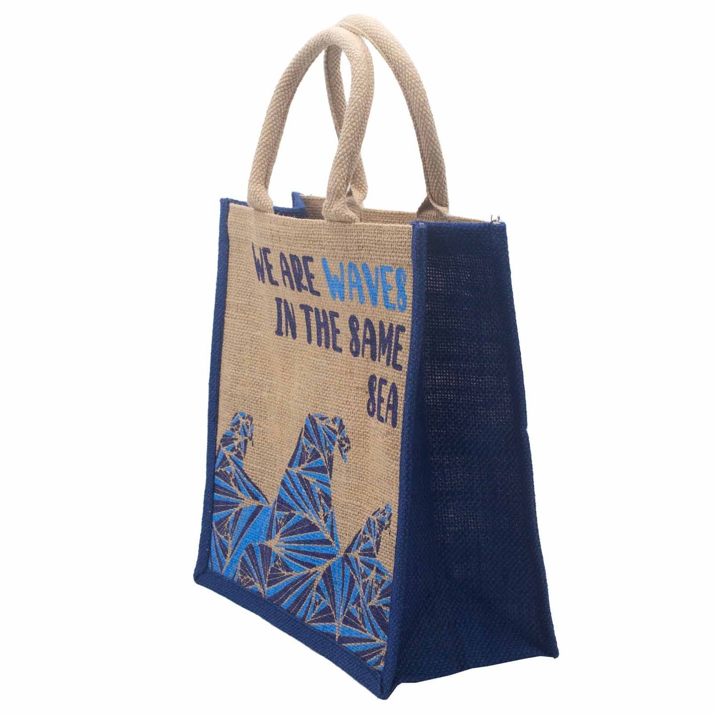 Printed Jute Bag - We are Waves - Grey