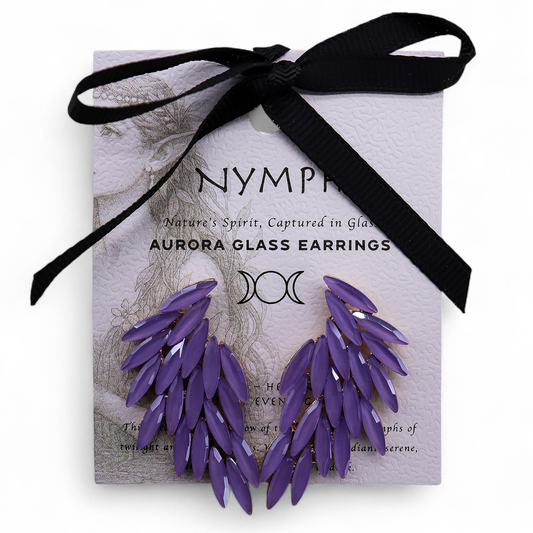 Lavender - Vintage Glass - Angel Wings - Earrings
