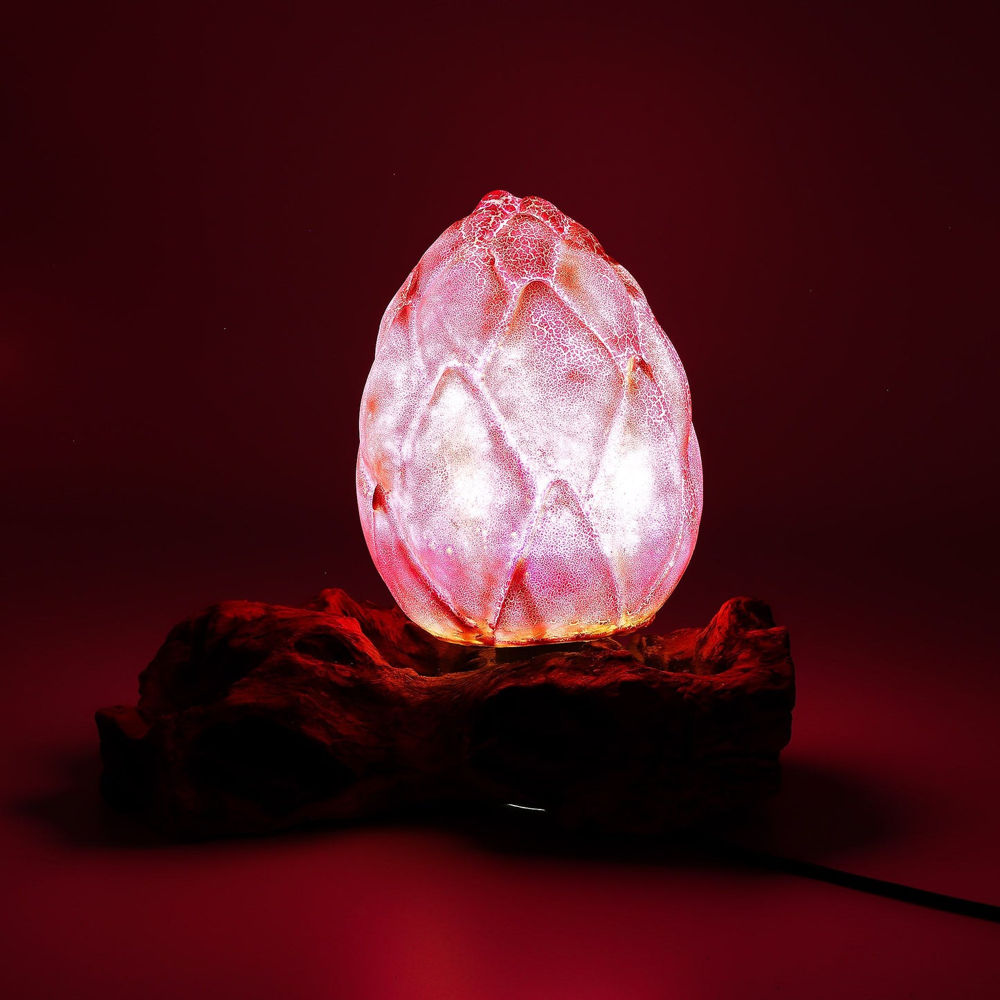 DriftGlow Lamp Crackle Lotus Flower Shade - Purple