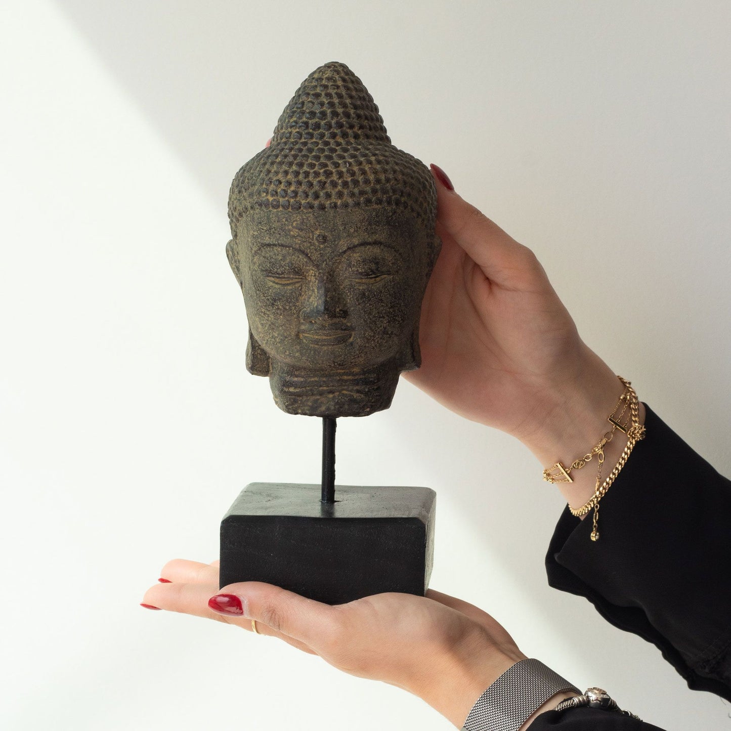 Stillness Buddha Head on Stand - Grey