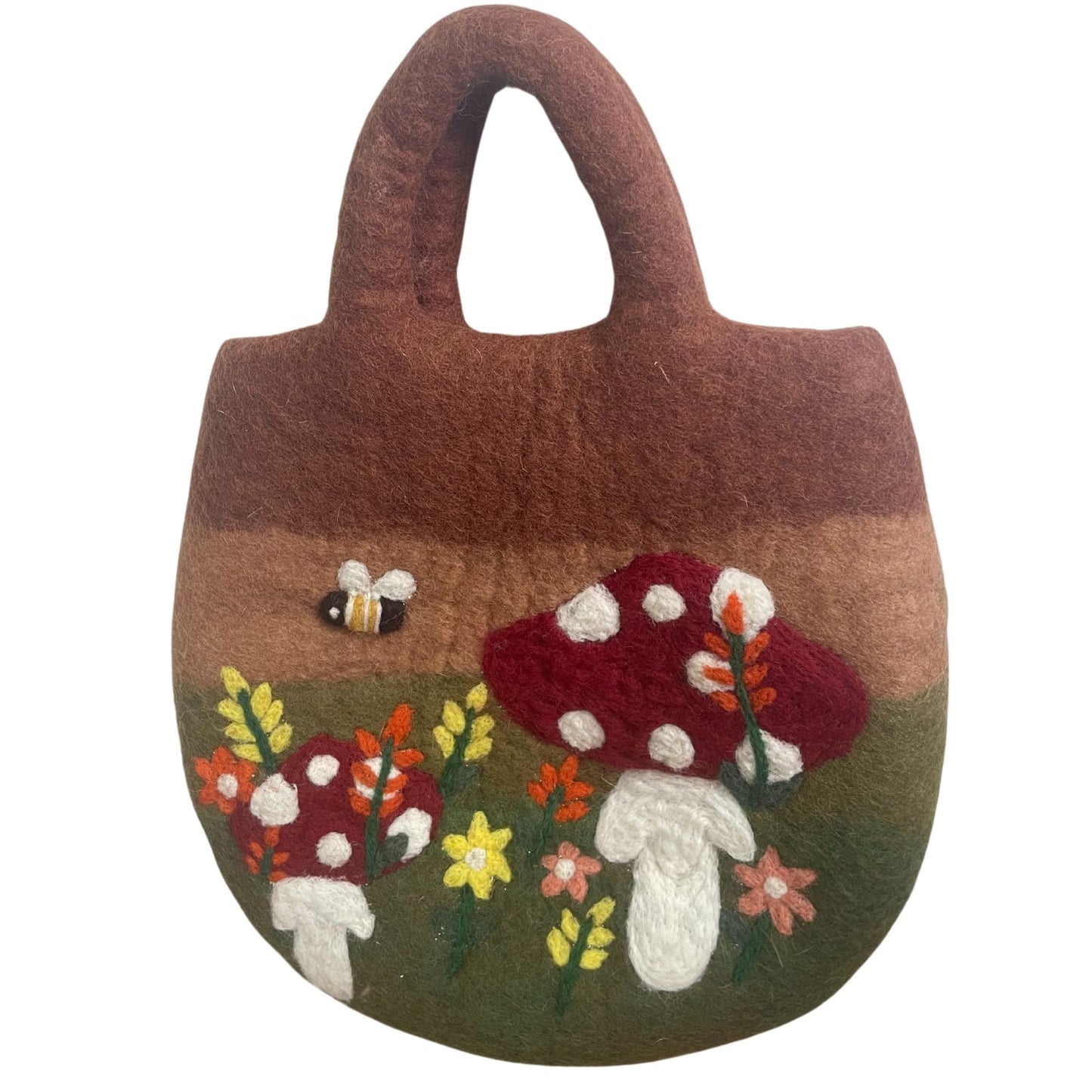 Mushroom Garden Felted Bag - 35x27cm