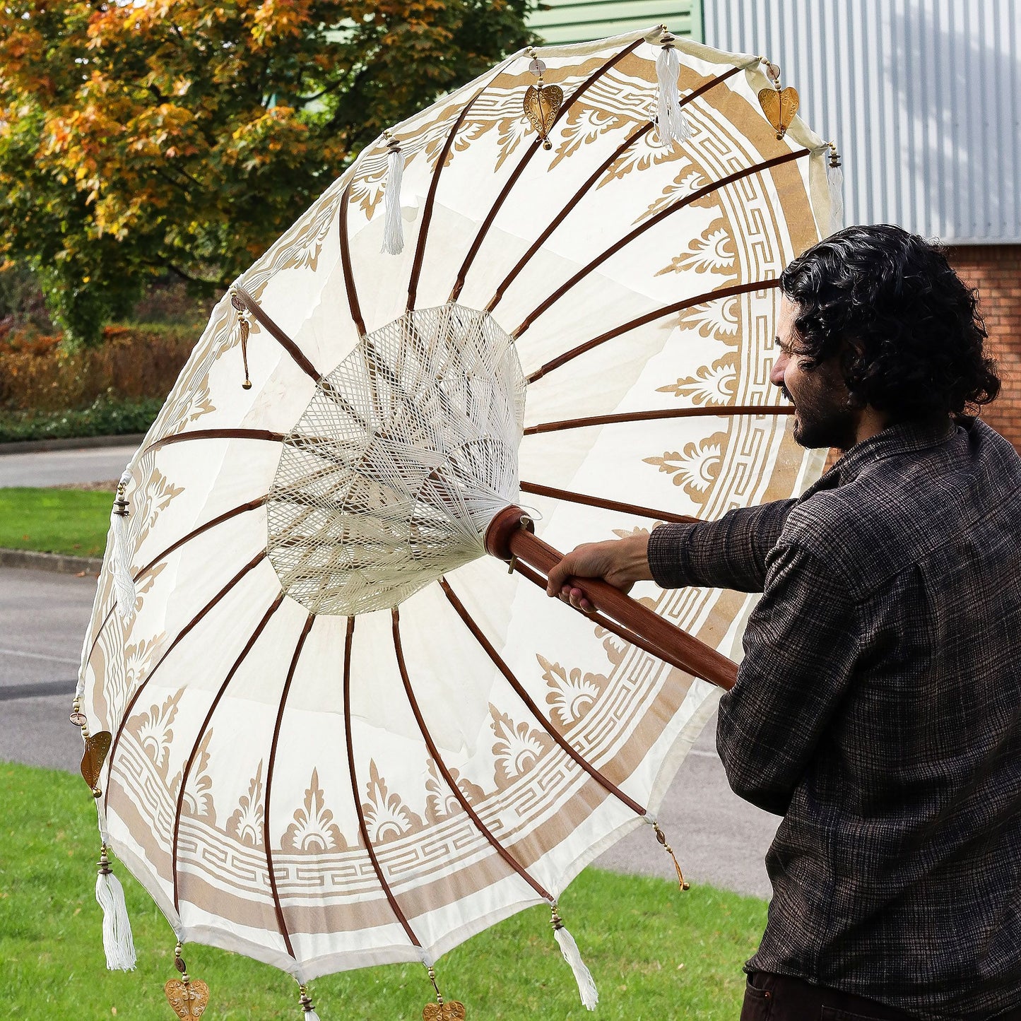 Bali Patio Parasol - Canvas - Natural Decor - 1.5m