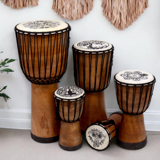 Handmade Wide Top Djembe Drum - 30cm
