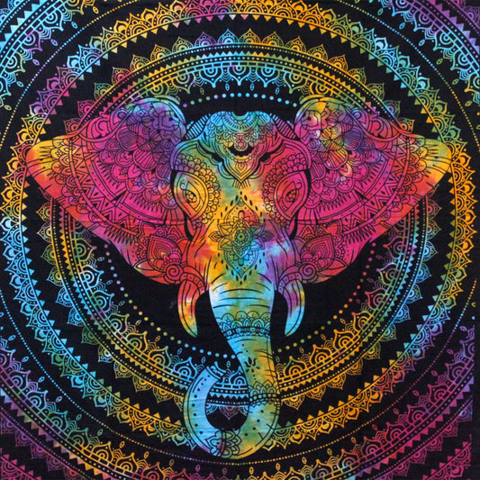 Double Cotton Bedspread + Wall Hanging - Elephant Head 230cm x 200cm