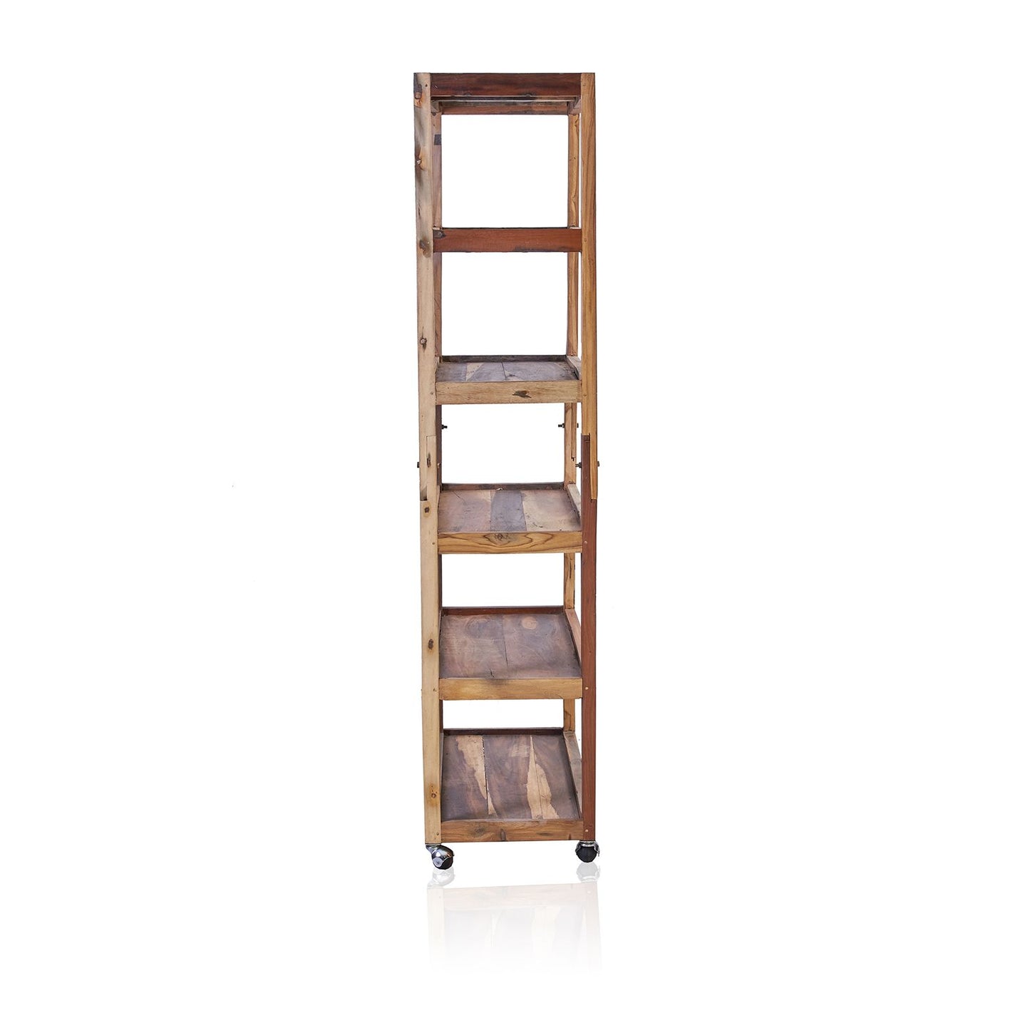 Six Shelf Display with Casters - Recycled Wood 180x180x40cm
