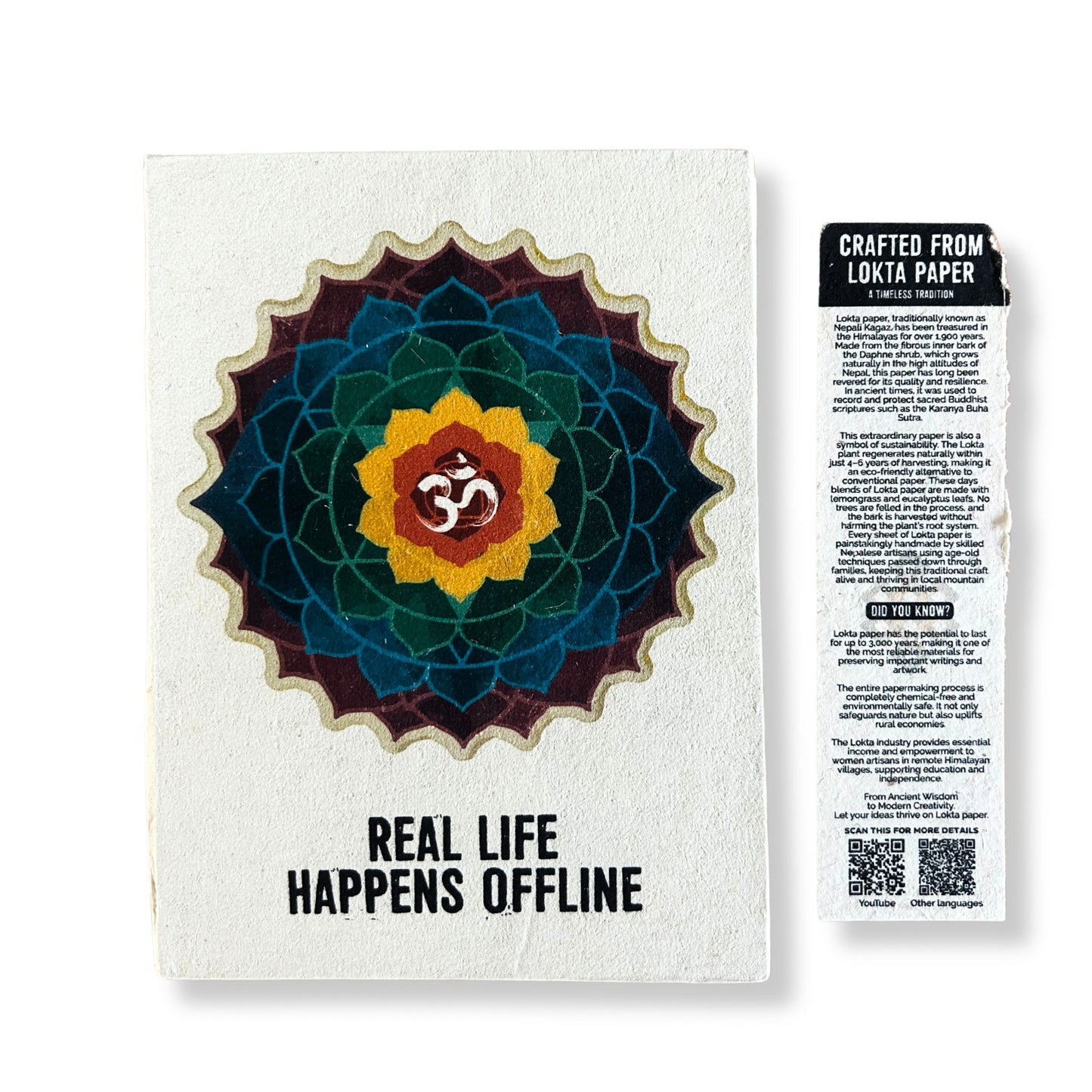 Lrg Lokta Inspiration Notebook (21x15cm) - 45 leafs - Real Life - inc bookmark