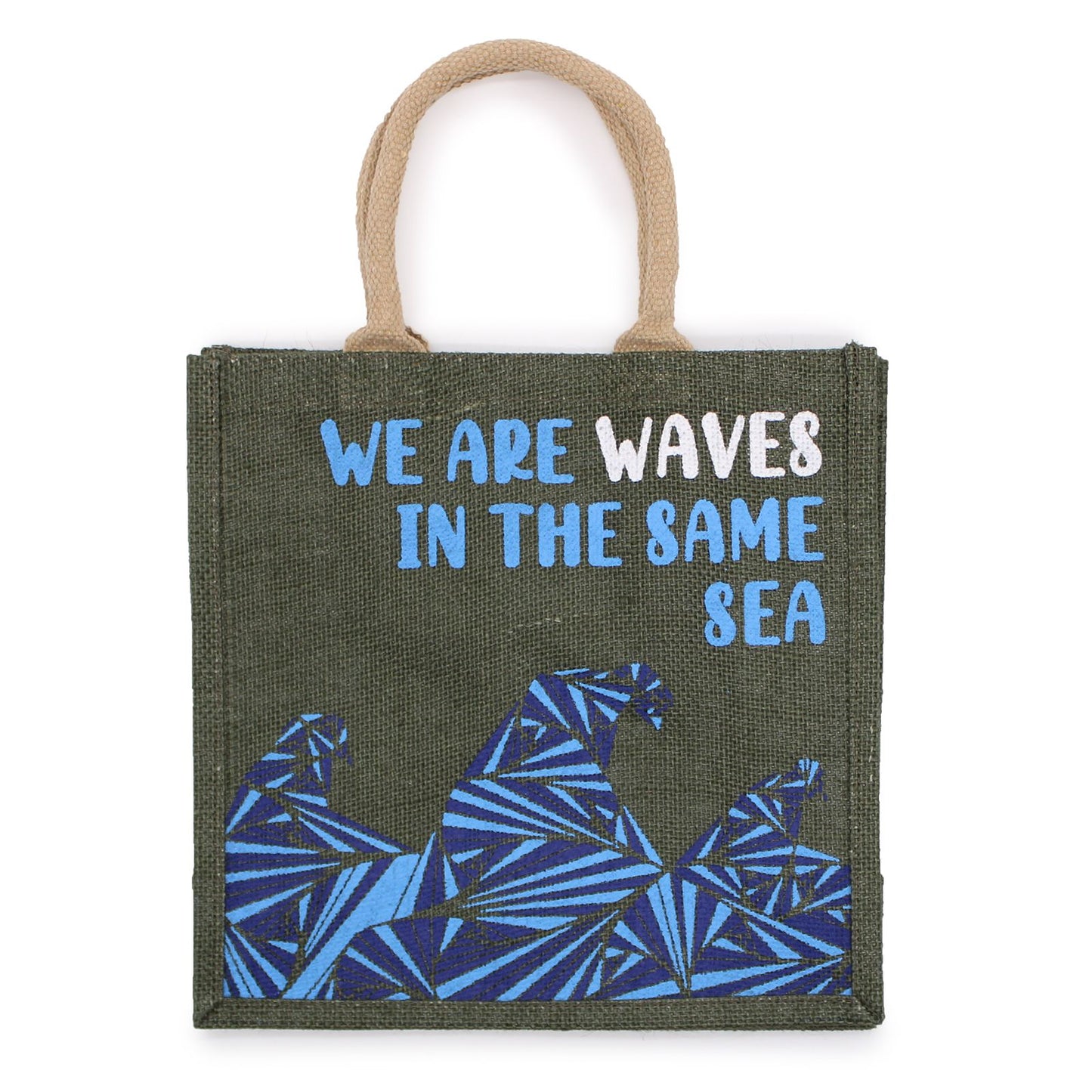Printed Jute Bag - We are Waves - Grey