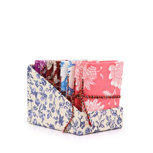 4x Floral Print Cotton Bound Notebooks 7x10cm - Assorted